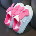 Little Kids Sneakers for Girls 2026 Spring Autumn Fashion White Skate Shoes Girls Casual Shoes with Big Pink Bow-knot Hot Sale