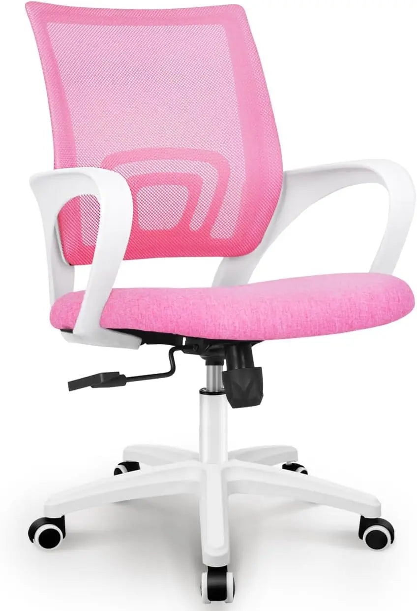 Black Mesh Gaming Office Chair Mid Back Lumbar Support Adjustable Height Swivel For Home Computer Desk Task