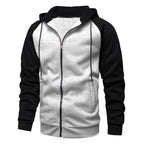Men's Fleece Hoodies Long Sleeve Sweatshirts for Men Zipper Hooded   Mens Fashion color blocking Sweatshirt Slim Fit Jacket coat