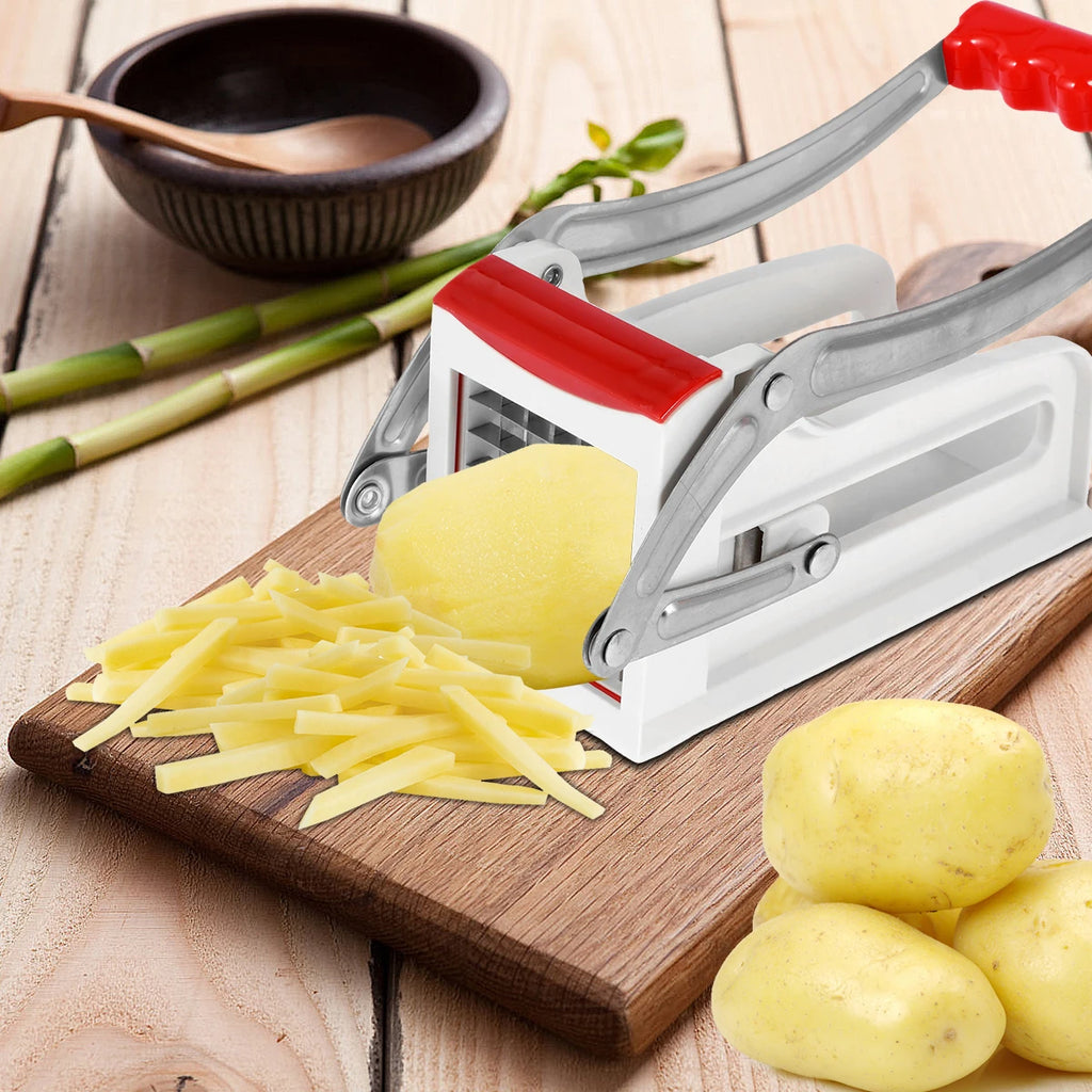 French Fry Cutter Multifunct Vegetable Fruit Chipper Stainless Steel Potato Chipper with 25/49 Holes Blades Kitchen Tools