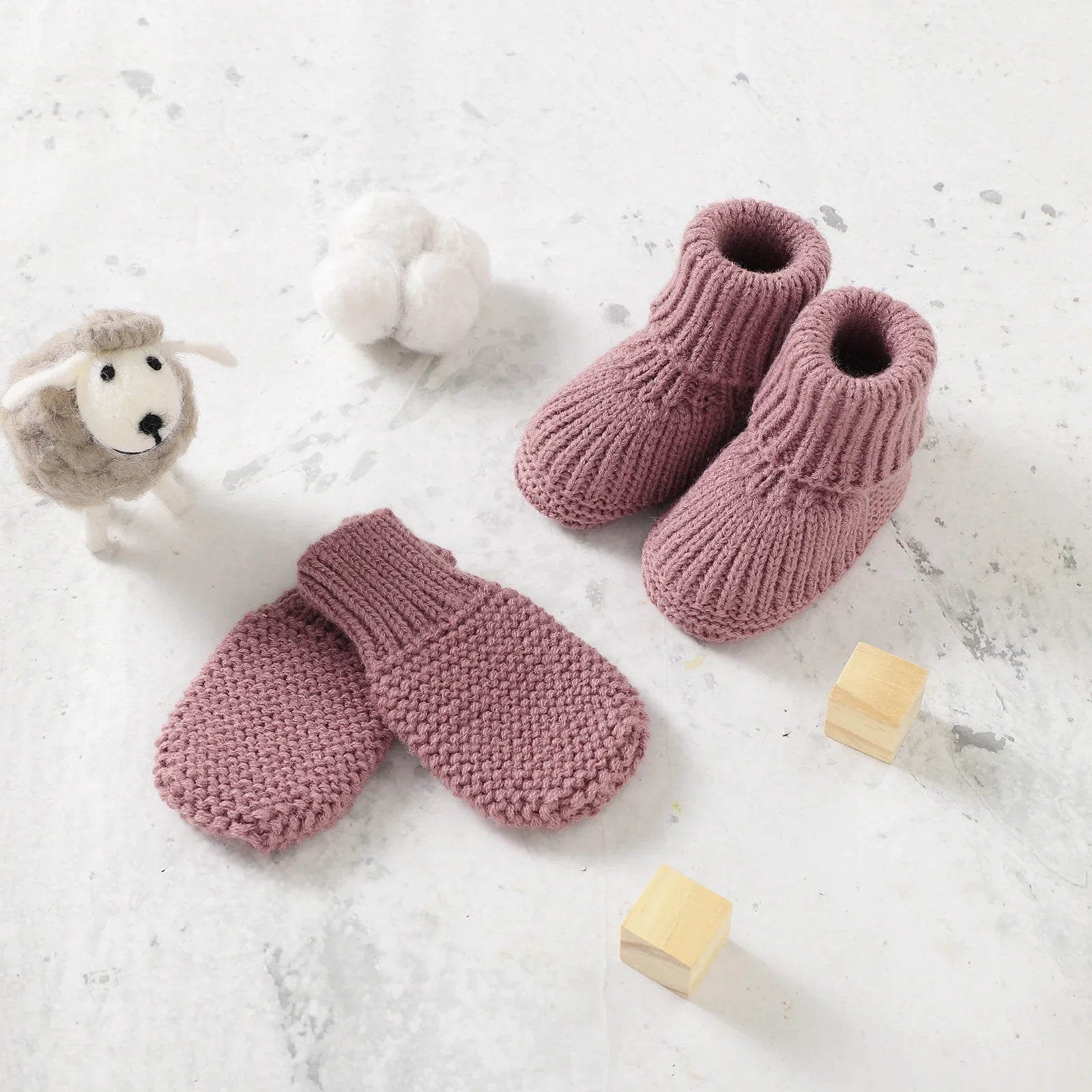Newborn Baby Clothes Set Knitted Infant Girl Boy Romper +Hat +Gloves +Shoes Fall 4PC Long Sleeve Jumpsuit Outfits +Mitten +Boots