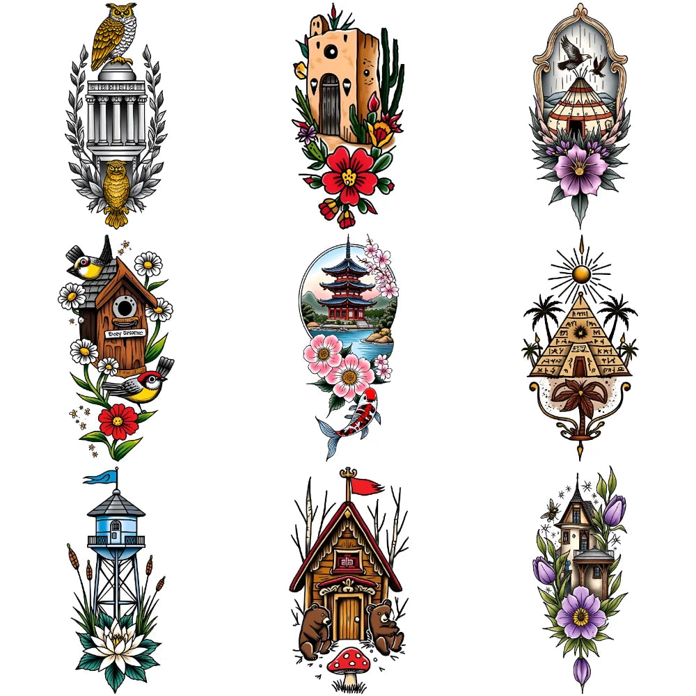 Tattoo Stickers English Word Waterproof Long Lasting Realistic Transfer Temporary Black Letters Feather Body Art For Men Women