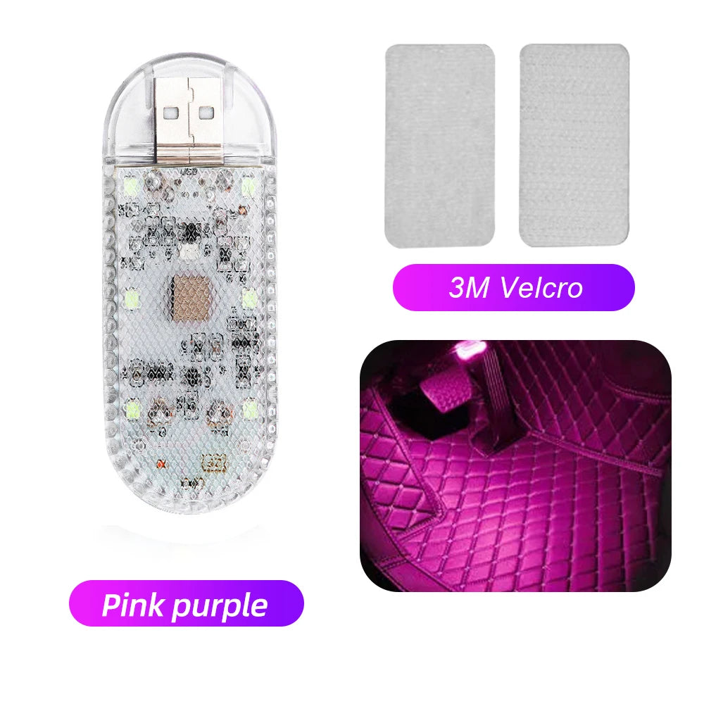 1pc Car LED Light Interior Lighting Atmosphere Lamp for Armrest Box Trunk Switch Touch Control Wireless Mini LED Foot Lights