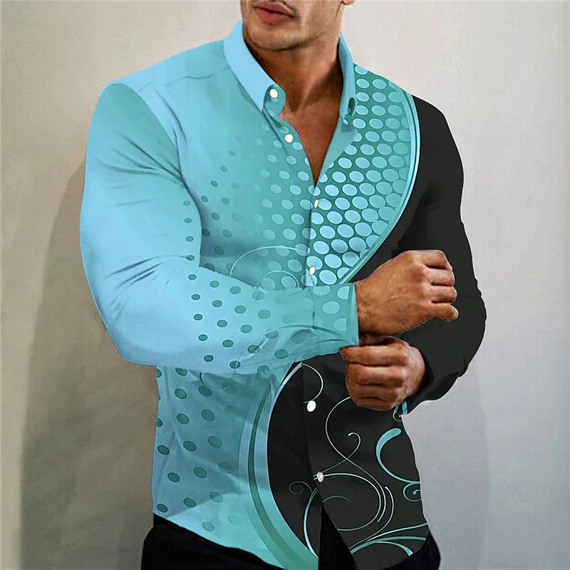 Men's Long Sleeve Shirt Fashion New Lapel Button Casual Outdoor Party Comfortable Soft Material Purple Gold Black 2023 Plus Size