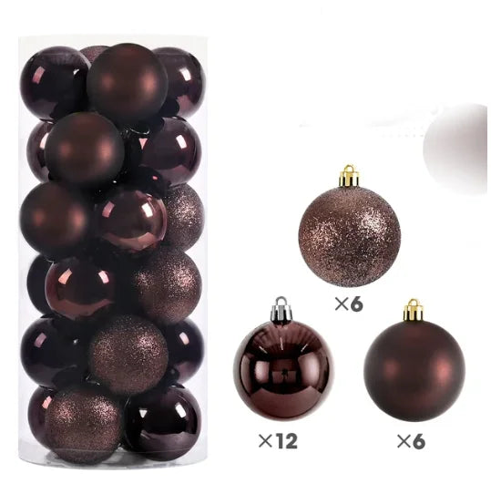 24Pcs 4/6CM Christmas Balls Big Ball Christmas Tree Pendant Ornaments for Party Decor 2025 New Year Navidad Gifts Accessory