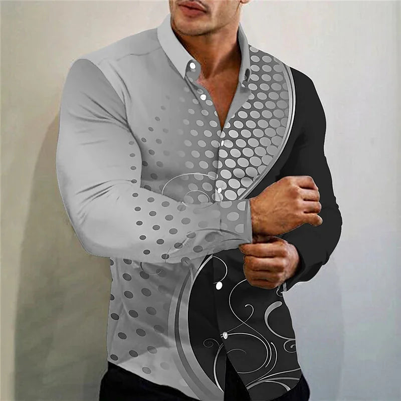 Men's Long Sleeve Shirt Fashion New Lapel Button Casual Outdoor Party Comfortable Soft Material Purple Gold Black 2023 Plus Size