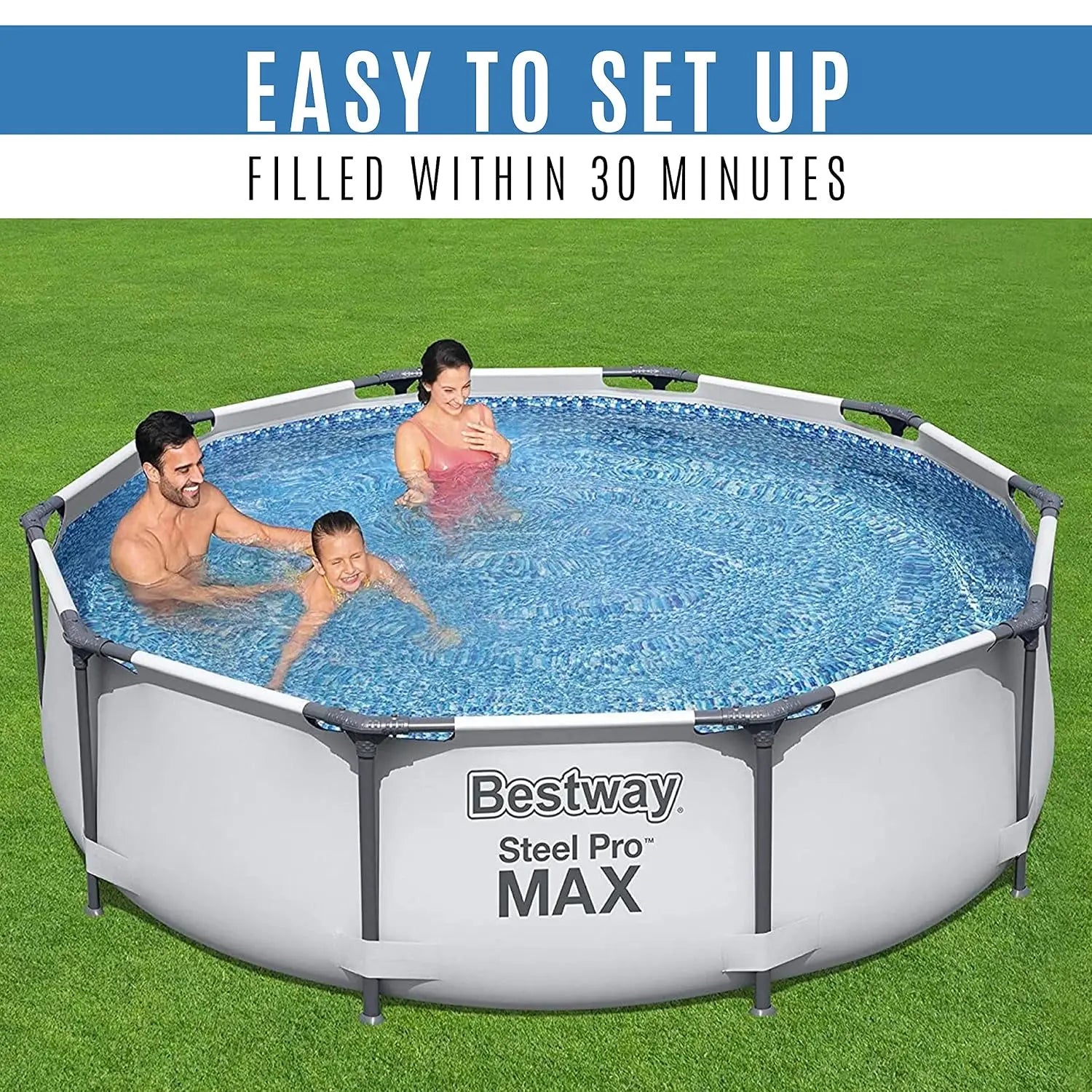 Swimming Pool Steel Pro MAX 56406 - FrameLink System - Easy to assemble  305 x 76 cm Incl. Cleaning Kit, Customized