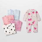 Newborn Baby Romper Heart Polka Dots Print Jumpsuit Toddler Boys Girls Long Sleeve Rompers for Spring Autumn Playsuit