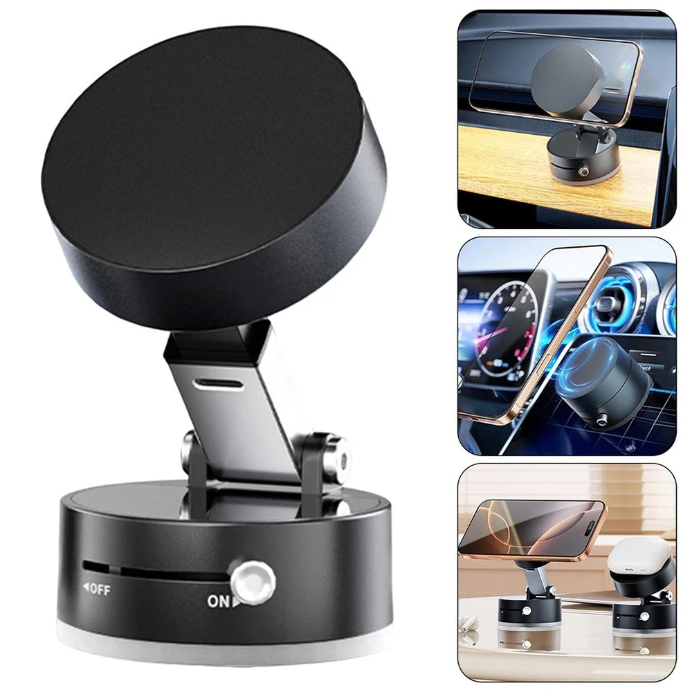 Suction Cup Magnetic Phone Holder Foldable Car Phone Mount Dashboard Phone Bracket 360 Degree Rotation Lazy Storage Vacuum Stand