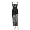 Y2K Women Sexy Lace See Through Maxi Dress Outfit Bodycon Summer Sleeveless Backless Party Club Dresses Asymmetrical Streetwear