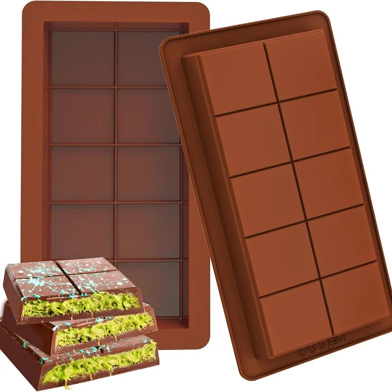 Large Thick Silicone Chocolate Bar Mold 1 Pack Easy Release DIY Stuffed Jelly Candy Bar Mold For Household Homemade Baking Mould