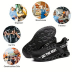 Steel Toe Safety Shoes for Men Lightweight Breathable Work Shoes Grey Anti-Smash Anti-Puncture Work Shoes Comfortable Durable