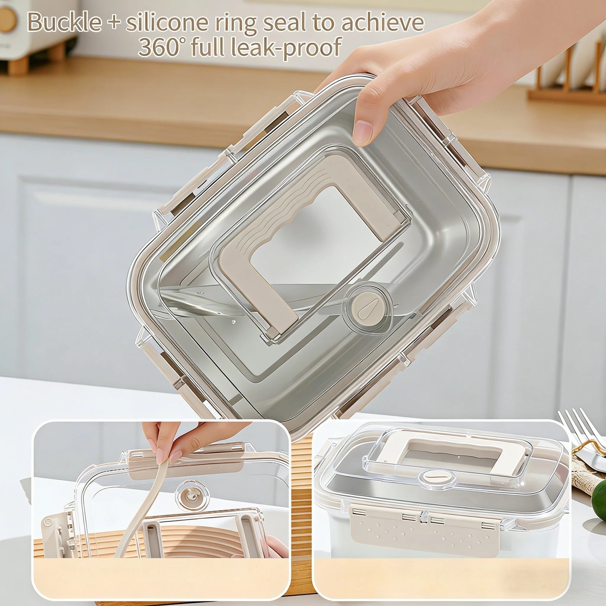 Leakproof Stainless Steel Bento Box Large Capacity Microwave Safe Portable Lunch Box Food Storage Container