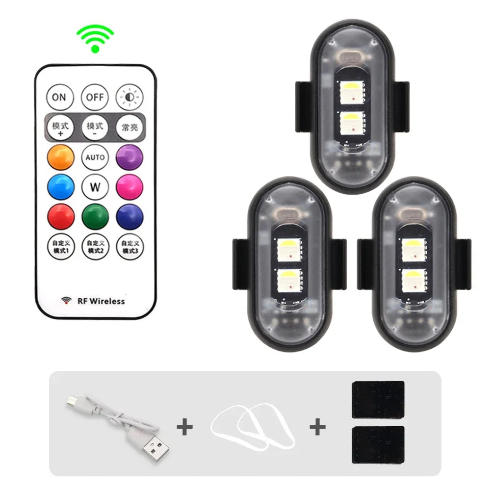 Wireless Car Atmosphere Light LED Strobe Lights Warning Lights RGB Led Aircraft Strobe Lights Car Motorcycle LED Lamp