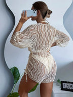 3 Pack Plain V-neck Bikini Set Hollow Out Tunic Loose Cover Up for Woman 2023 Lace Up Halter Triangle Bikini Swimsuit Beachwear