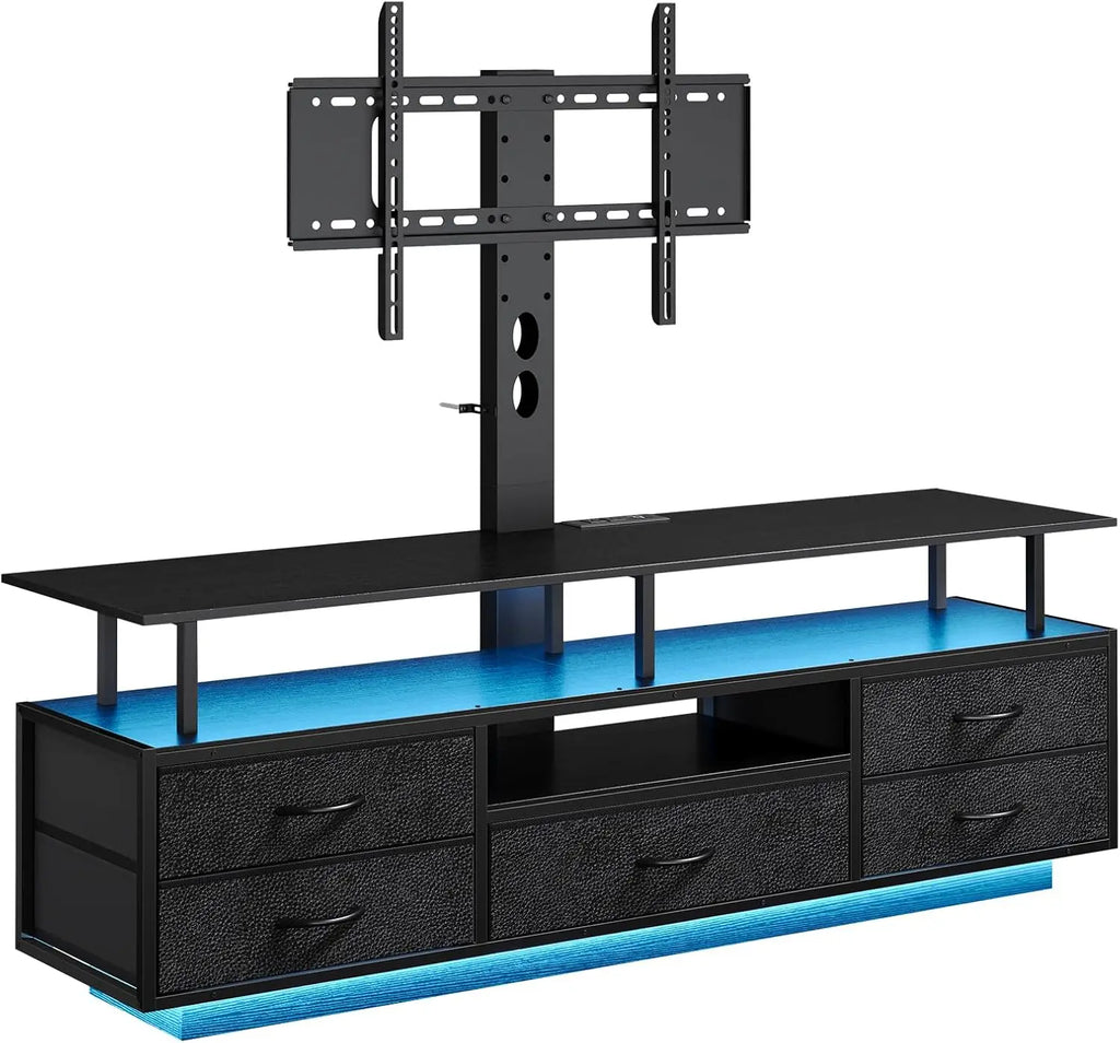 TV Stand with Mount for 32/55/65/70 inch TVs, 51.2" LED TV Stand with Power Outlets & Storage,Entertainment Center