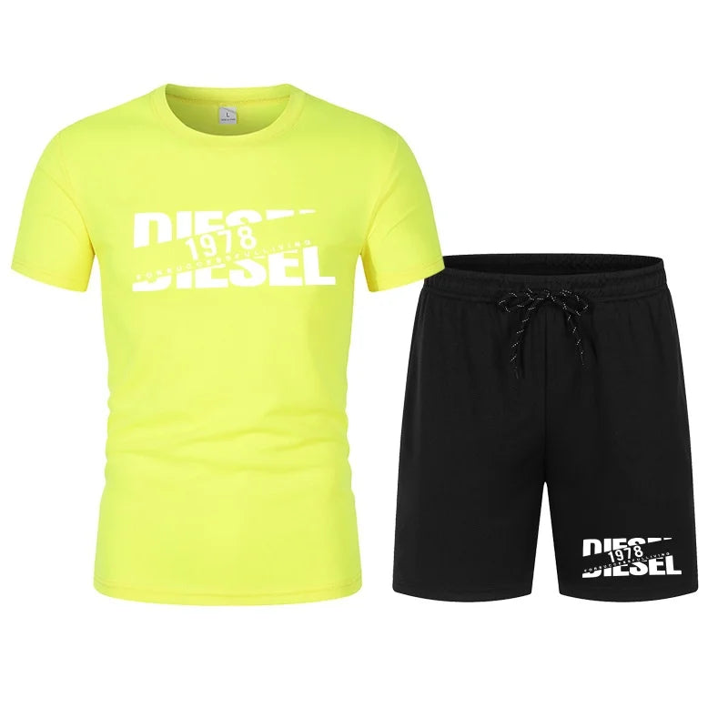 Men's two-piece sports suit round neck T-shirt and pants, basketball running sportswear 2026 summer new item