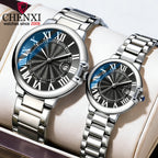 CHENXI Couple Luxury Quartz Wristwatch Stainless Steel Waterproof Luminous Elegant Watch Valentine Gift for Men and Women