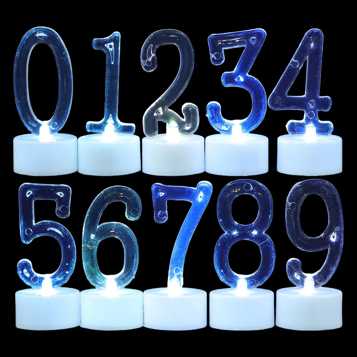 10Pcs LED Flameless Birthday Number Candles 0-9 Elegant Safe Cake Decoration Lights for Anniversaries Festivals Reusable Decor