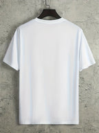 Men's summer 100% pure cotton fashionable casual sports loose trend smile graphic print round neck short sleeved T-shirt top