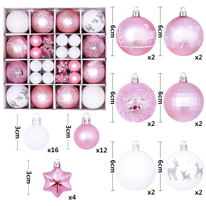 44Pcs 3-6CM Christmas Ball Merry Christmas Tree Topper Decoration for Home Decor Holiday New Year 2026 Navidad Gifts Supplies