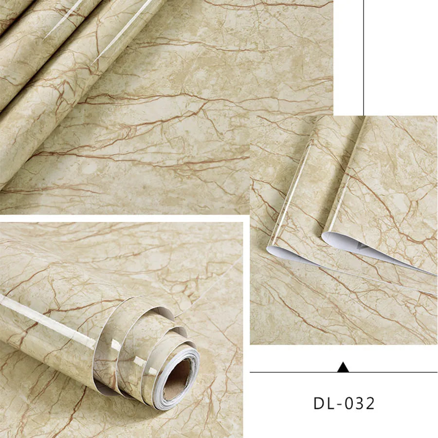 Marble Sticker Kitchen Oil-Proof Film Stove Waterproof Moisture-Proof Self-Adhesive Wallpaper Countertop Cabinet Renovation Tile