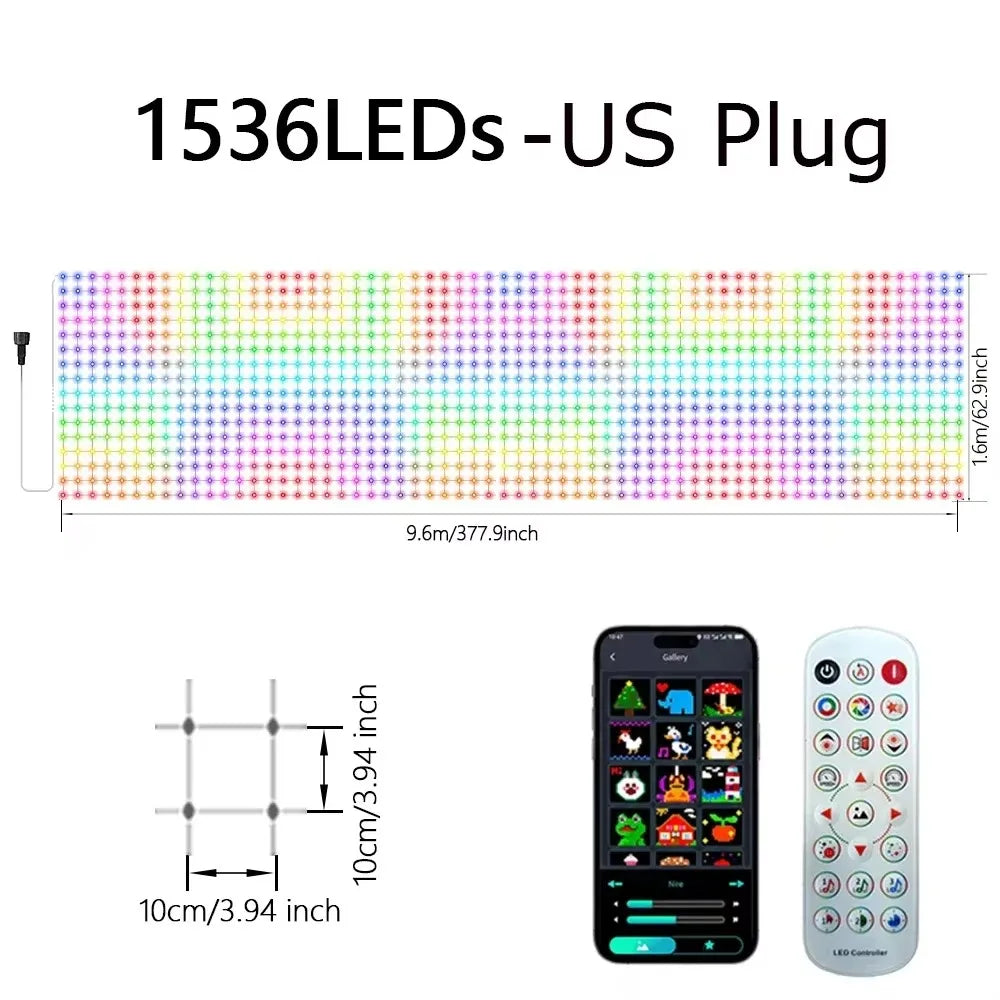 RGBIC LED Flexible Net Mesh Lights Outdoor Waterproof Matrix Grid Patio Pergola Bush Wedding Christmas Party Holiday Yard Decor