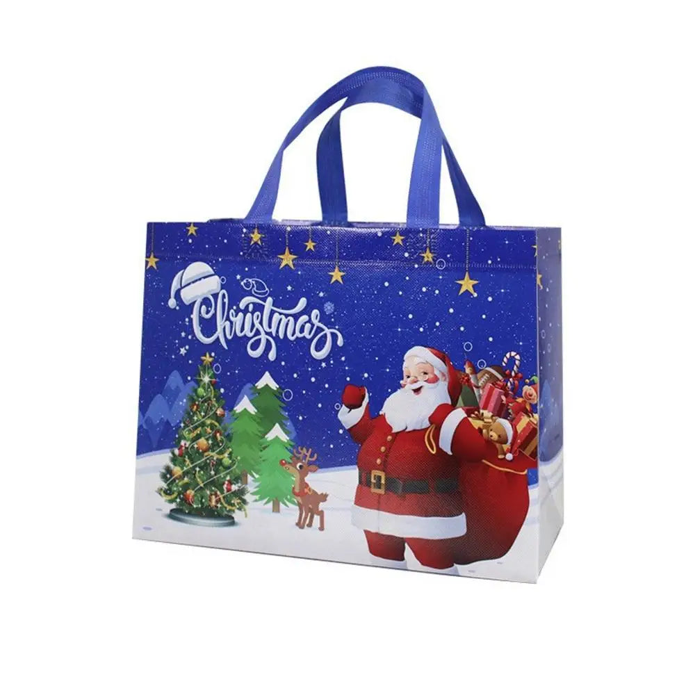 New Year Christmas Non-Woven Fabric Tote Bags Candy Gift Packaging Santa Claus Kid Holiday Happy Year Party Favors Gift Bag 2024