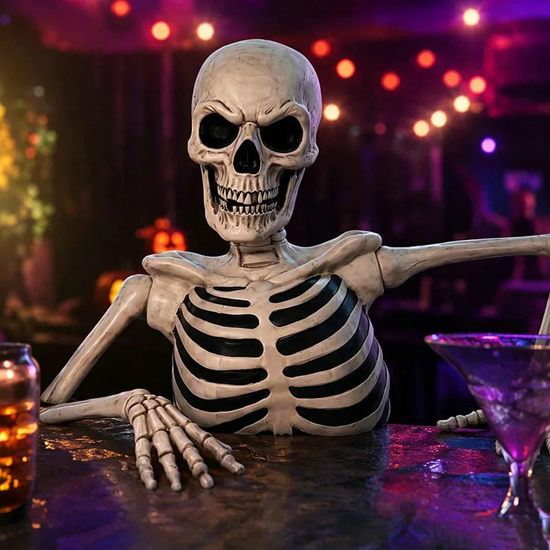 Halloween Walking Skeleton Half Body Skull Glowing Eyes Animated Scary Spooky Horror Prop For Haunted House Party Home Decor