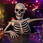 Halloween Walking Skeleton Half Body Skull Glowing Eyes Animated Scary Spooky Horror Prop For Haunted House Party Home Decor