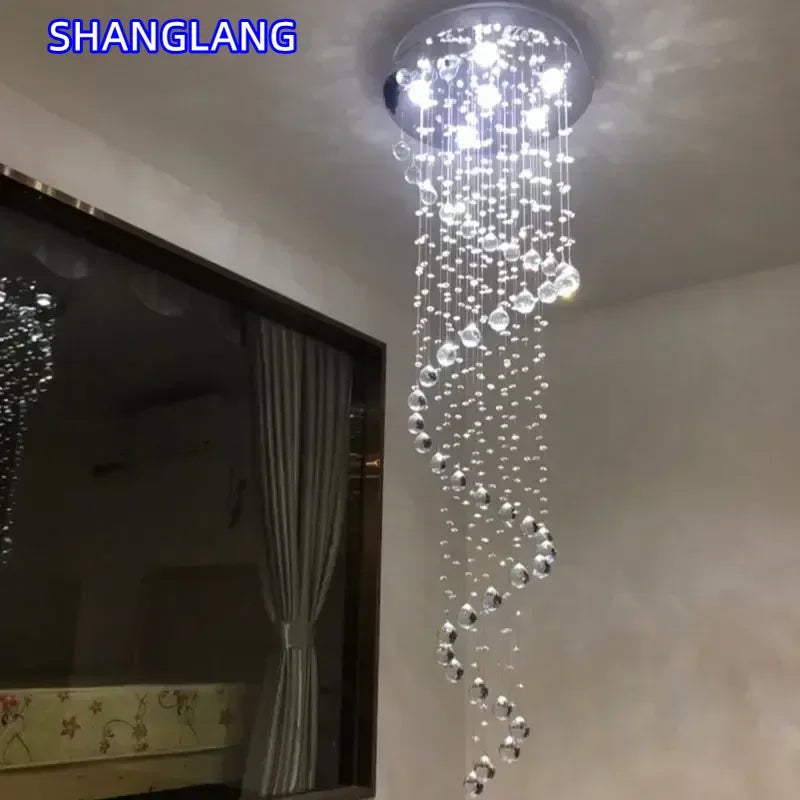 Modern K9 Crystal Chandeliers Large LED Lighting Fixture Spiral Living Room For Staircase Stair Showcase Bedroom Hotel Hall Lamp