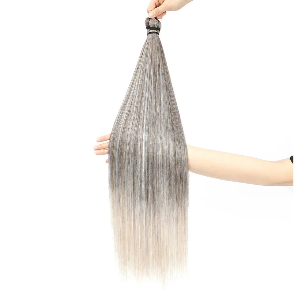 300g 3Pcs/Lot 28Inch Straight Crochet Braids White Blonde 613#Ombre Brown 6# Bio Protein Synthetic Hair Extensions