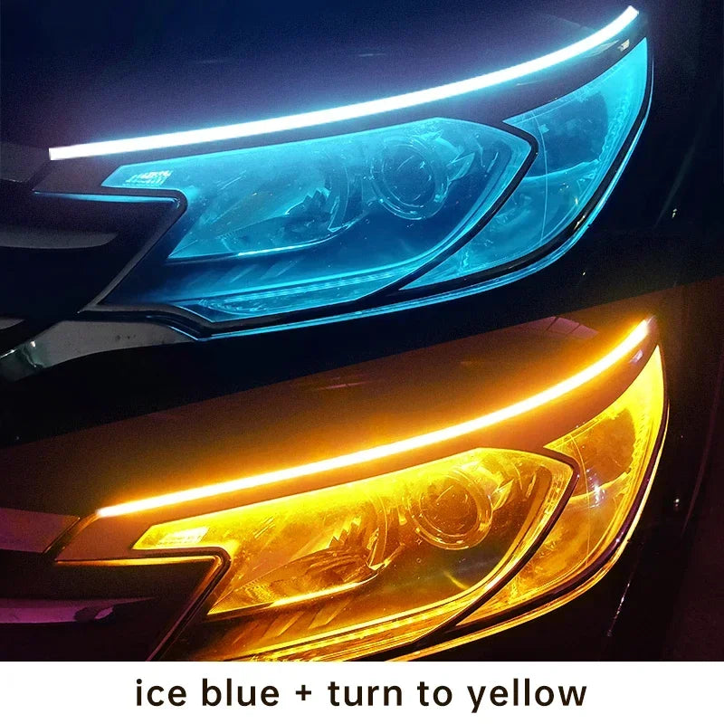 Flexible Car LED Daytime Running Light: DRL Strip with Turn Signal Lamp, 12V Auto Lighting Tool