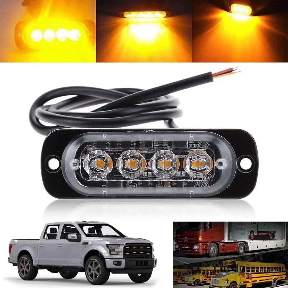 Car 4LED Strobe Light For Car 12V 24V Emergency Signal Lamps Strobe Warning Light Auto Truck Flashing Lighting