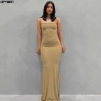 Satin Slip Sleeveless Backless Slim Sexy Maxi Dress 2022 Spring Women Party Y2K Concise Bodycon Elegant Dresses Female Clothing
