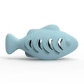 Interactive Cat Toy Food Dispenser for Indoor Cats Blue Treat & Catnip Stuffer Engaging Silicone Fish Chew Toy for Dental Care