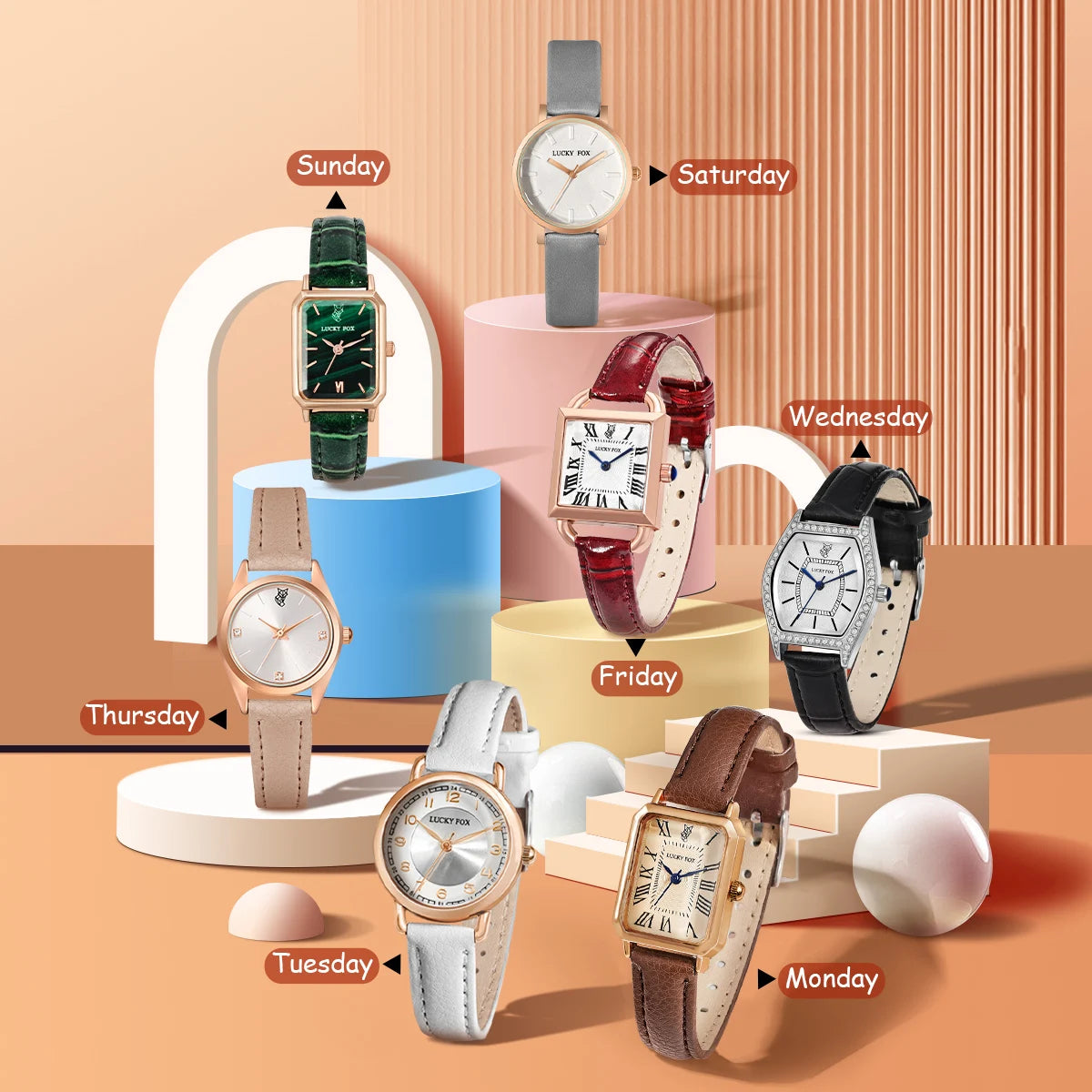 Fashion ladies' watch set gift box small square quartz watch trend Valentine's Day gift wristwatch