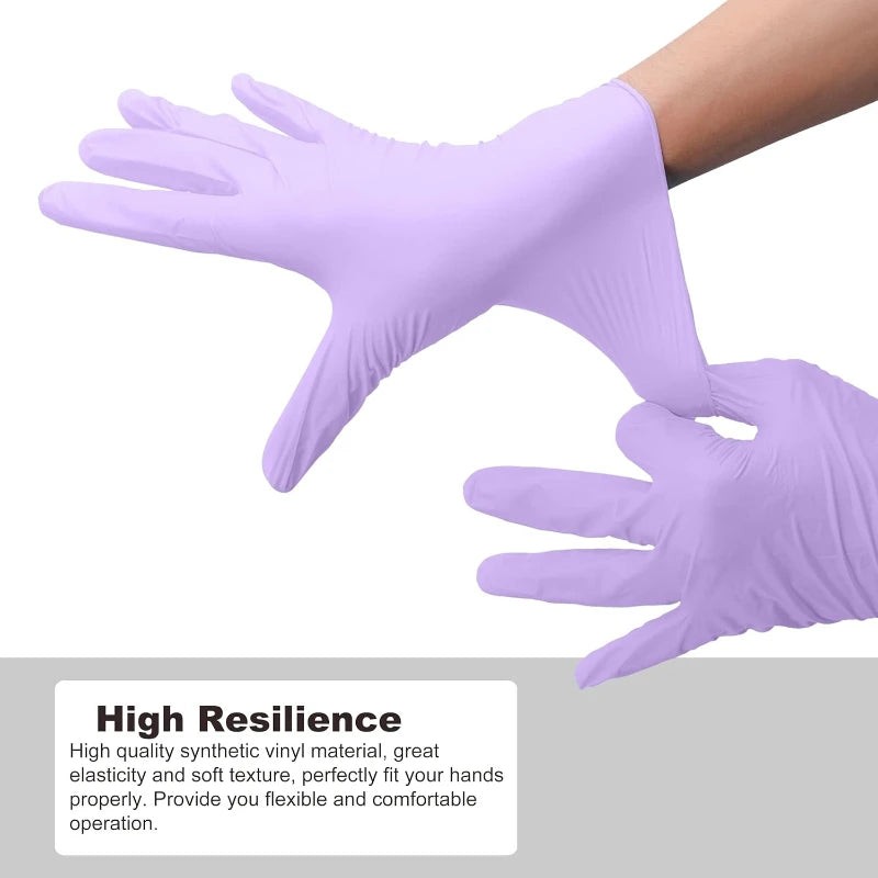 50/100pcs Purple Nitrile Gloves Disposable Powder Free Exam Gloves 5X Stretchable Soft Touch Medical Grade for Kitchen Laborator