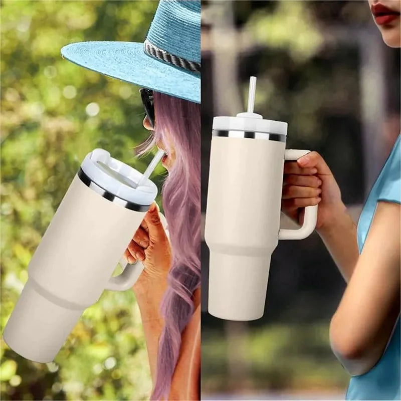 40oz Insulated Tumbler acuum Cup 2.0 Thermal Mug for with Handle Straw Stainless Steel Hot and Cold Coffee Drinks