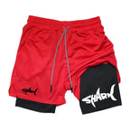 Men's Summer Double-Layer 2-in-1 Shorts for Jogging Exercise Quick Drying Breathable Dry Healthy Fitness Running Pants