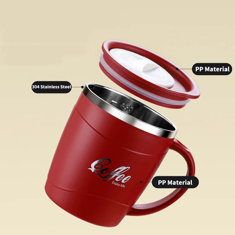 1pc 500ml 304 Stainless Steel Coffee Mug Double Wall Vacuum Insulated Tumbler with Lid Spill Proof Travel Cup for Hot Cold Drink