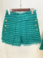 HIGH STREET Newest 2026 FW  Designer Women's  Tassel Fringed Tweed Shorts