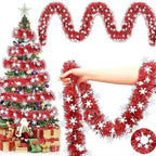 6M Christmas Snowflake Tinsel Garland Xmas Tree Decoration Christma Metallic Twist Garland Ceiling Hanging New Year Party Decor
