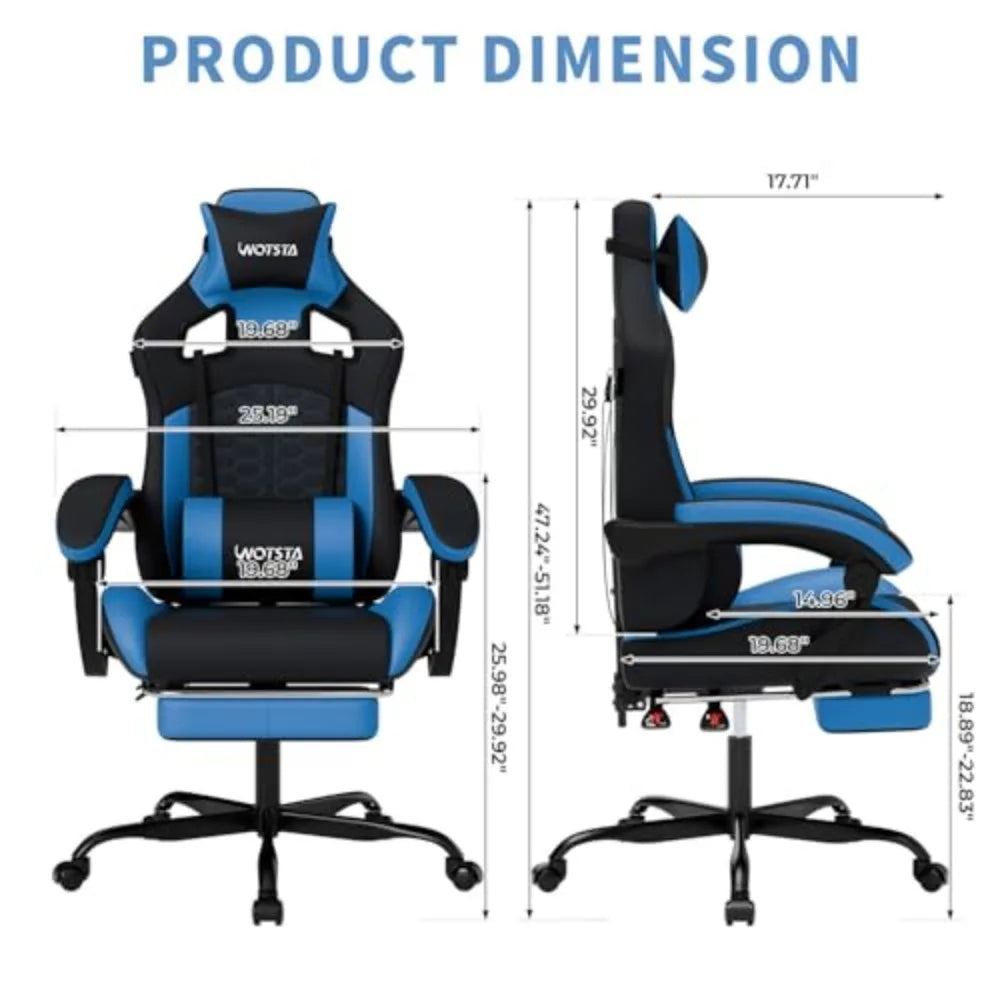 Gaming Chair with Footrest, Gaming Chairs PVC Leather Ergonomic Office Gamer Chair Headrest Lumbar Support Racing Style