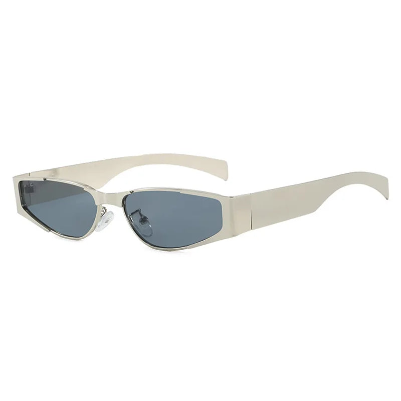Fashionable Square Small Frame Metal Sunglasses for Men and Women, Hip-Hop Style, Street Photography, Anti-Uv Sunglasses
