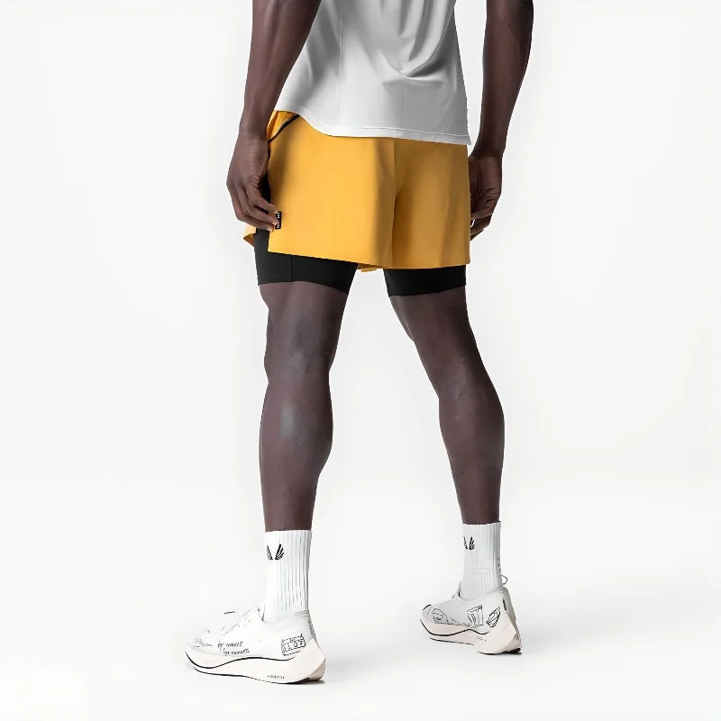 Men's Running Shorts Gym 2 In 1 Sports Shorts Fitness Leisure Workout Breathable Quick Dry Double Layer Training Shorts Men