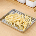 Stainless Steel Baking Pan Tray With Wire Rack Cake Baking BBQ Pan Tray Plate Oven Brownie Rack Cooking Roasting Grilling Tool
