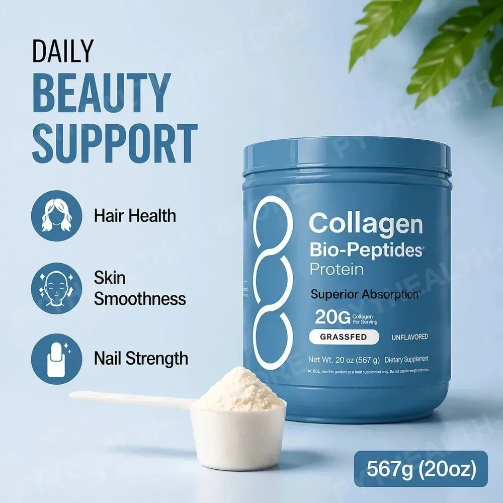 Collagen Peptides Powder 567g, Grass Fed Bovine Hydrolyzed Protein, Unflavored Easy Mix Daily Beauty Support Supplement