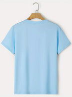 Men's summer 100% pure cotton fashionable casual sports loose trend smile graphic print round neck short sleeved T-shirt top