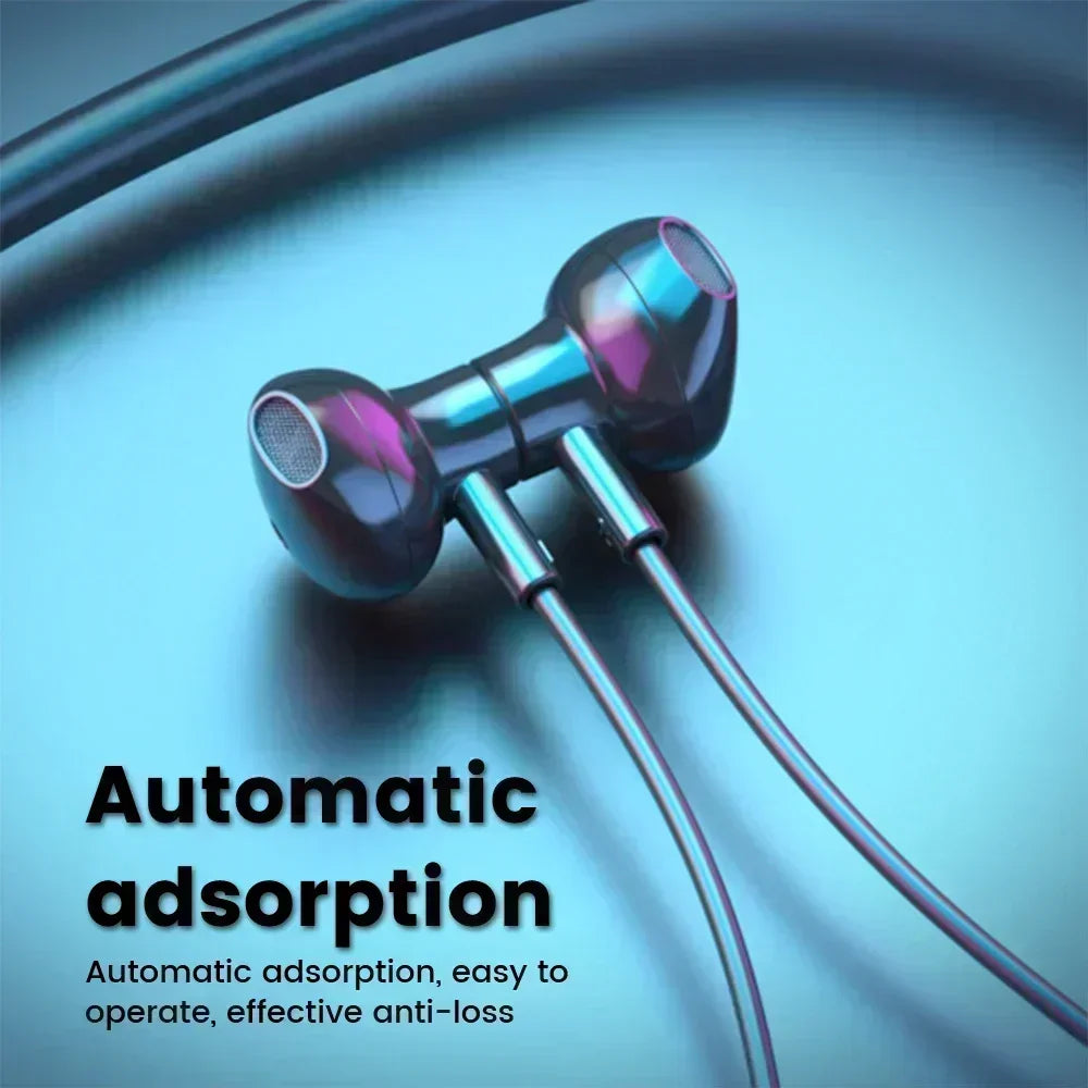 Wireless Earphones Bluetooth 5.3 Neckband Headphones Gaming LED Display HIFI Headset Sports TWS Earbuds With Mic TF Card
